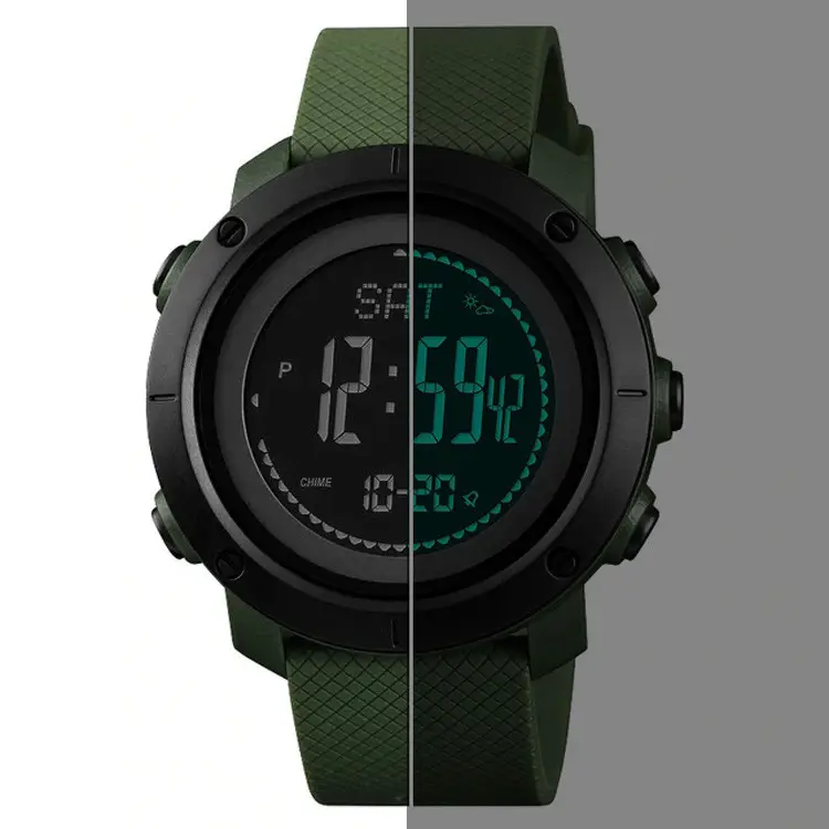 Чоловічий спортивний годинник Skmei 1427 з компасом та барометром Зелений Вінниця - фото 6