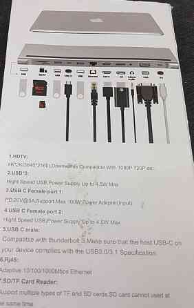 Док-станция 1Goal® USB C - 12 в 1 HUB MST, алюминиевая станция типа C. Киев