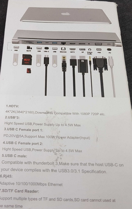 Док-станция 1Goal® USB C - 12 в 1 HUB MST, алюминиевая станция типа C. Киев - изображение 2