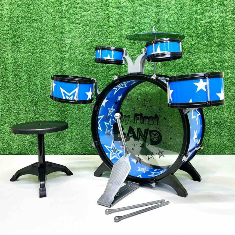 Барабанна установка іграшкова 4 барабани з паличками та стільчиком Синя (1919) Чернигов - изображение 1