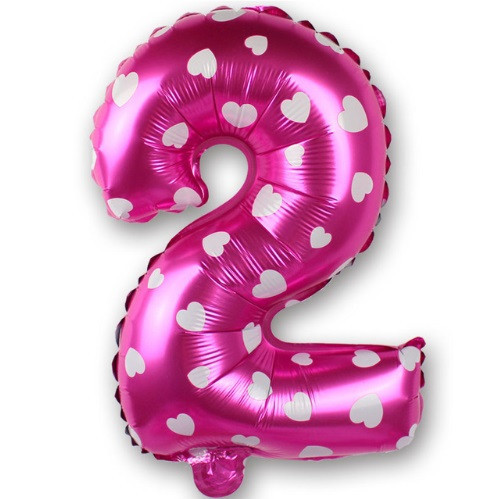 Шарик цифра 2 фольгированная с сердечками 32 дюйма розовый Киев - изображение 1