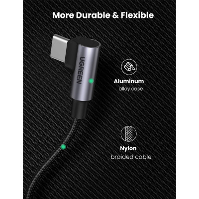 Дата кабель USB-C 2.0 to USB-C 3.0m 90° corner US334 black Ugreen (20583) Вінниця - фото 3