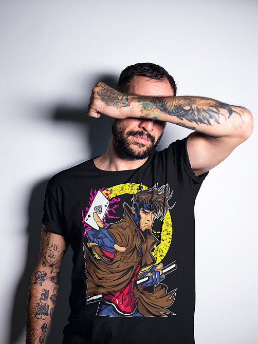 Футболка для хлопчика з аніме принтом Гамбіт Кард Трікк С оверсайз (зріст від 165 до 180) Чорний AnimeJ0559m Дніпро - фото 2