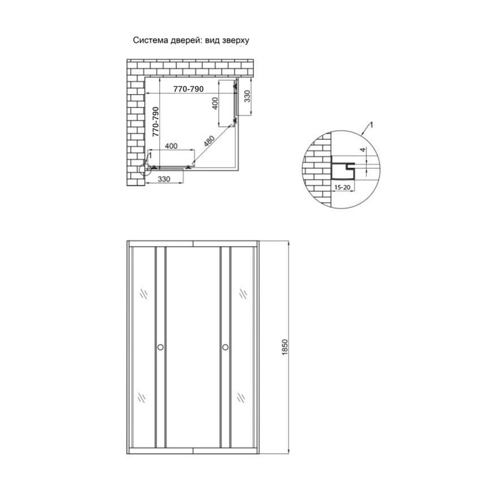Душова кабіна Lidz Wawel SC80x80.SAT.LOW.GR, скло тоноване 4 мм без піддона Київ - фото 2