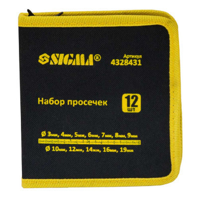 Пробійник Sigma 12шт 3-10, 12, 14, 16, 19мм (чохол) (4328431) Вінниця - фото 4