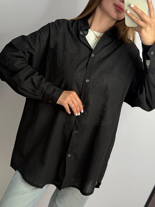 Жіноча літня сорочка oversize Чорний, S/M Харків - фото 2