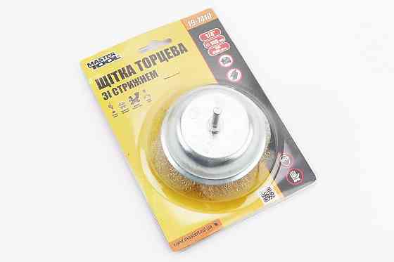 Щітка торцева зі стрижнем 1/4" D-100мм з латунованого рифленого дроту 19-7410 Київ