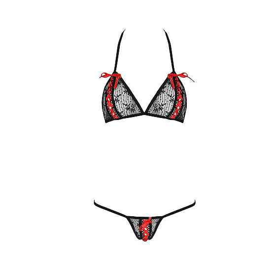 Комплект белья Passion MELISSA BIKINI L/XL, black, лиф со шнуровкой и трусики стринги Sex Aura Киев