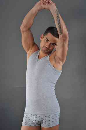 Майка чоловіча з бавовни 100% бавовна Lans 11/002 XL, Натільний, Сірий Київ