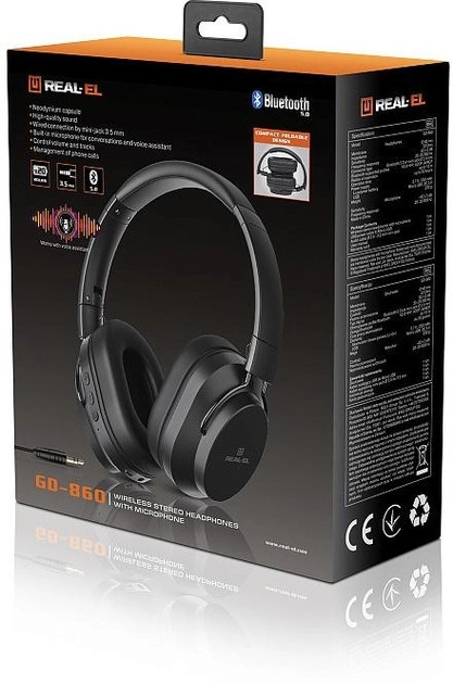 Bluetooth-гарнітура REAL-EL GD-860 Black Чорний Харьков - изображение 12