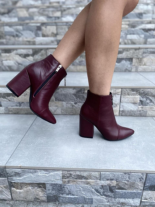 Жіночі черевики демісезонні кольору марсала з натуральної шкіри весна-осінь каблук 9 см. 36р. 3 Коломия - фото 5