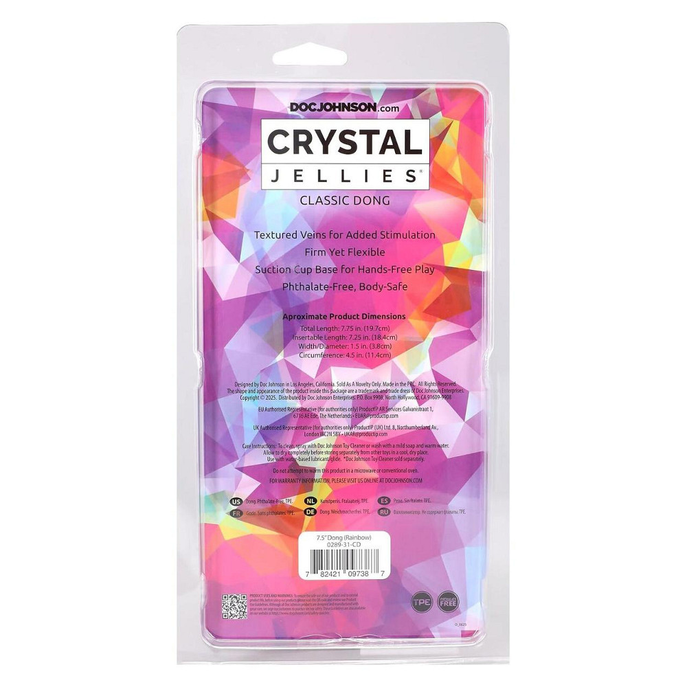 Дилдо Doc Johnson Crystal Jellies - 7.5 Inch Dong - Rainbow Sex Aura Киев - изображение 6