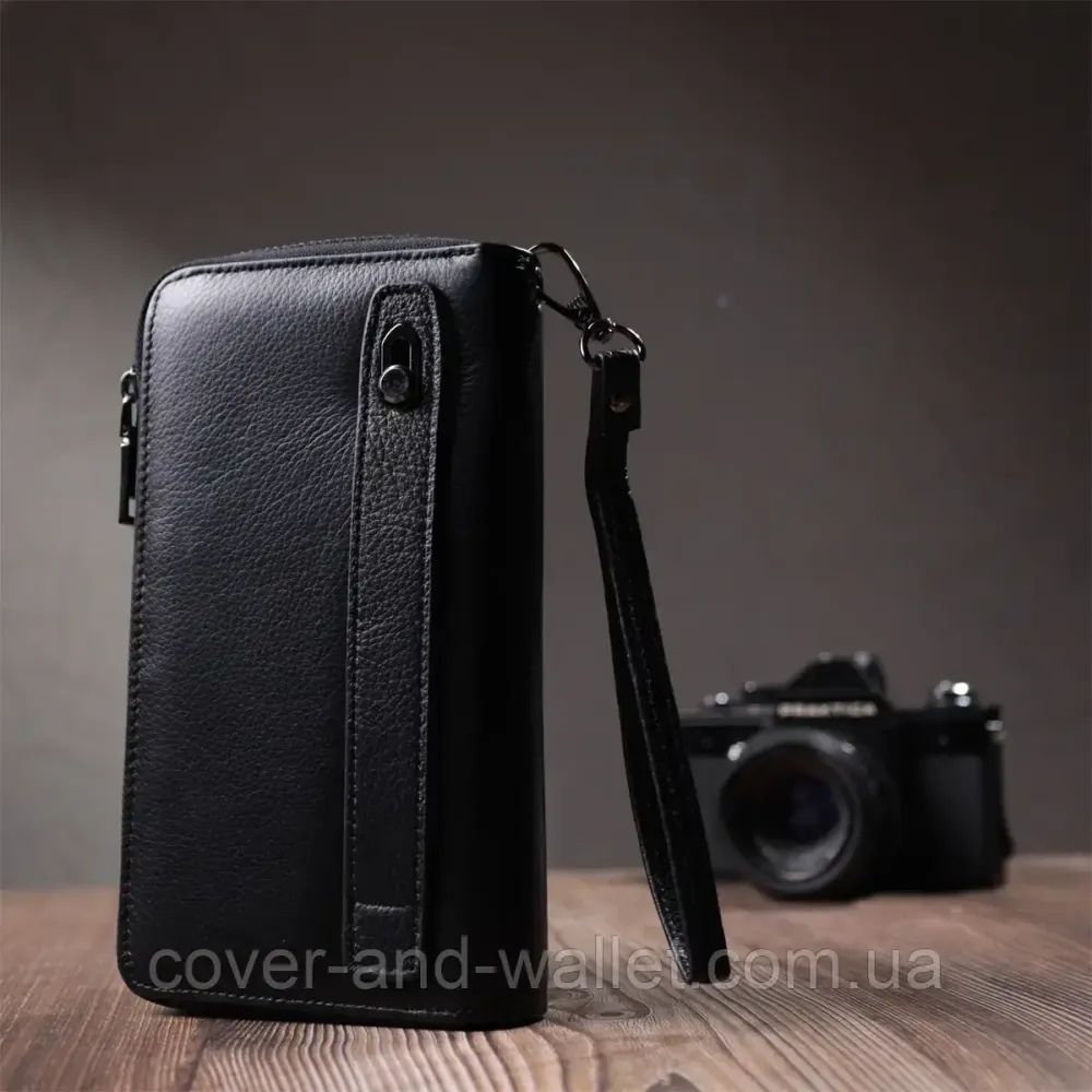 Чоловічий шкіряний клатч на блискавці та магнітах з блоком для карток ST 275 Київ - фото 7