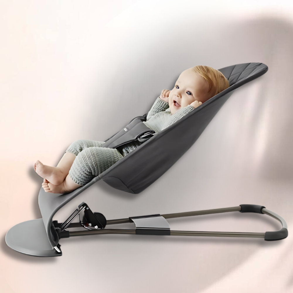 Шезлонг дитячий від народження дитяча гойдалка для немовлят шезлонг качалка темно сірий + дуга з іграшками пакунок малюка Київ - фото 2