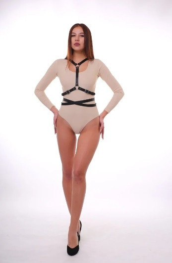 Портупея сексуальная One Size X5, натуральная кожа, черная Sex Aura Киев - изображение 2