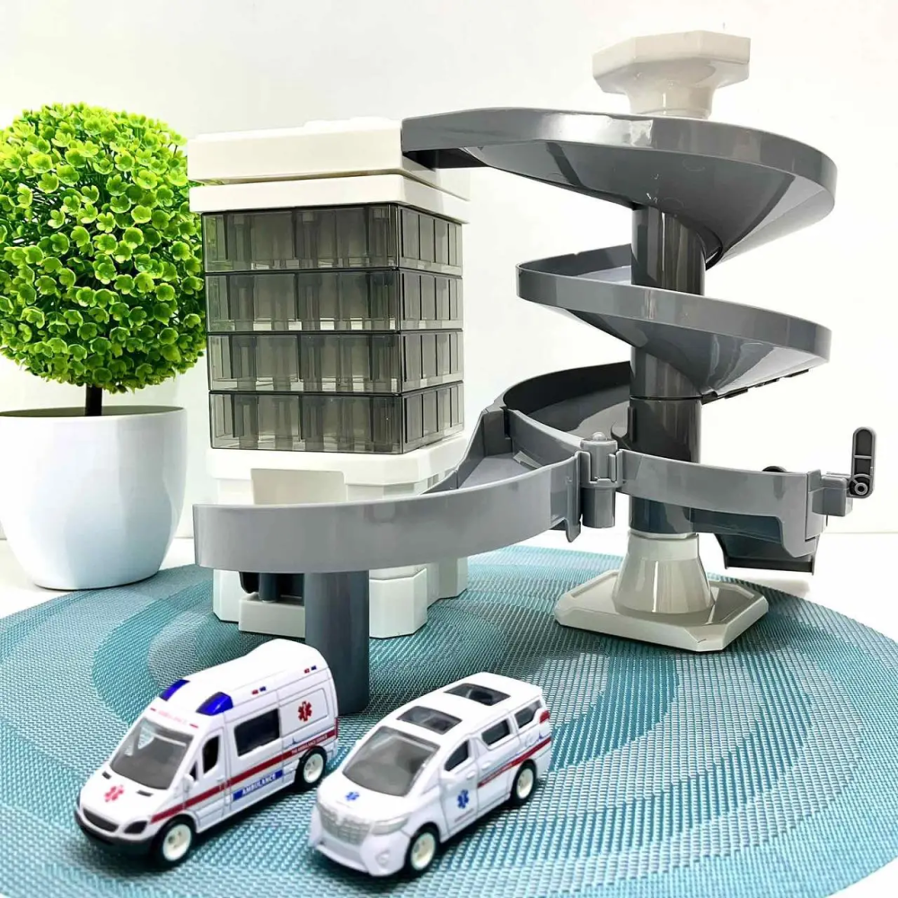 Гараж ігровий Швидка допомога з підсвічуванням та звуком 2 машинки в комплекті Білий (CM-559-55) Чернігів - фото 1