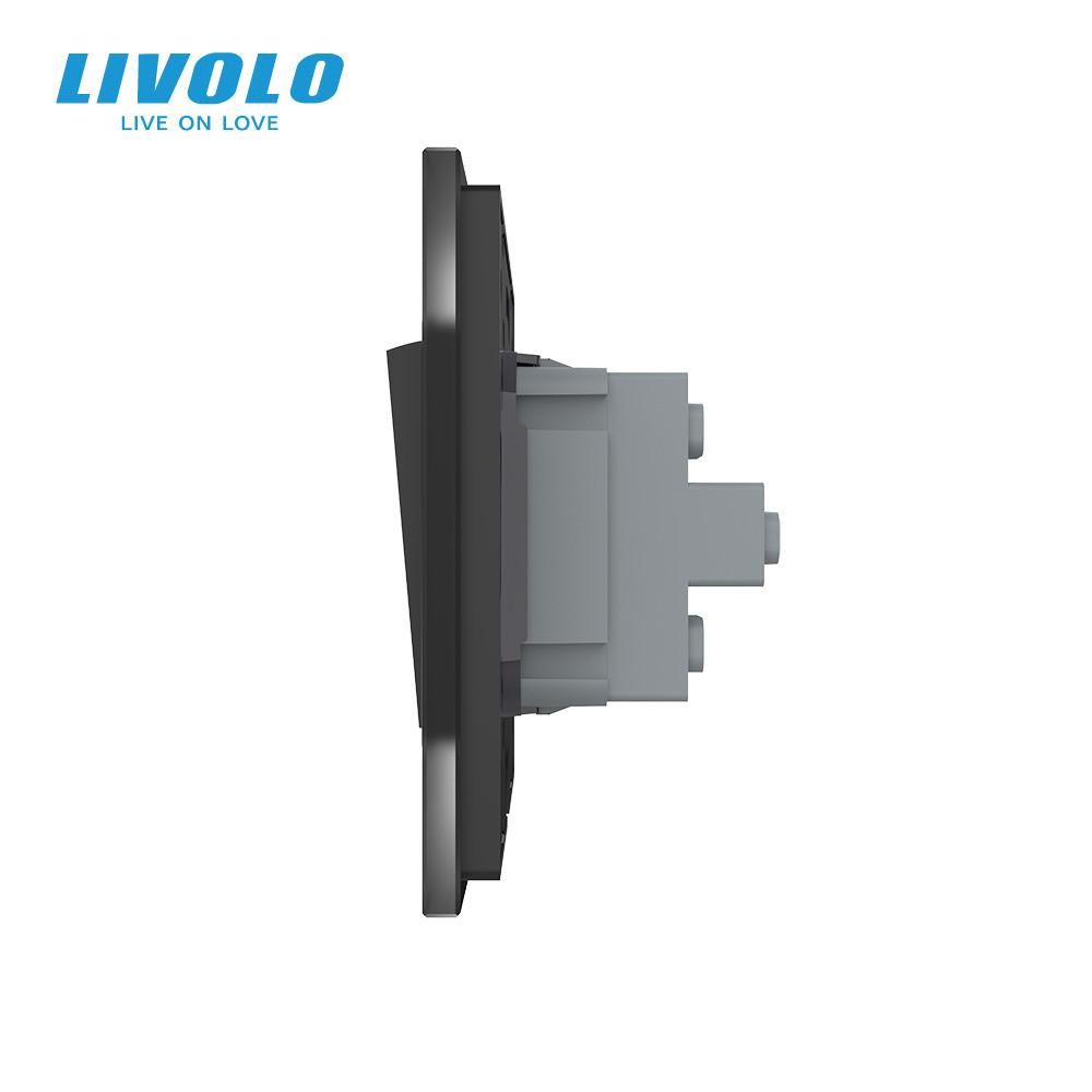 LIVOLO Двоклавішний прохідний вимикач LIVOLO чорний матовий скло Коломия - фото 12