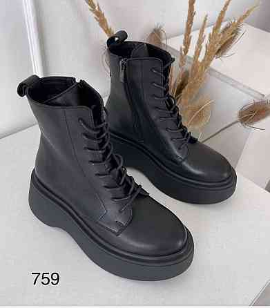 Черевики жіночі DALIS чорні натуральна шкіра зима висота 18см (4906) Коломия