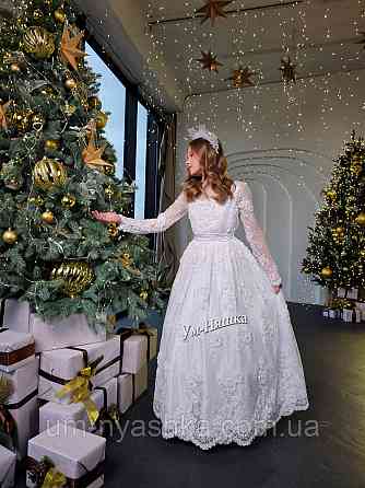 Святкова білп сукня з рукавами Емілія Кривий Ріг