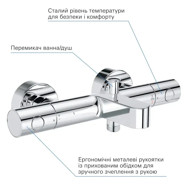 Смеситель для ванны с термостатом GROHE GROTHERM 800 Cosmopolitan (34766000) Киев - изображение 4