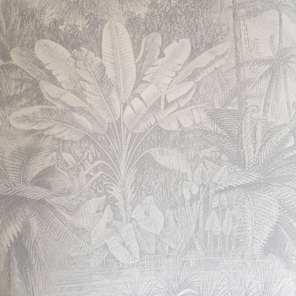 Шпалери флізелінові еко Rasch Kerala 0.53х10 м пальми листя екзотичні рослини сірі сріблясті Київ - фото 1