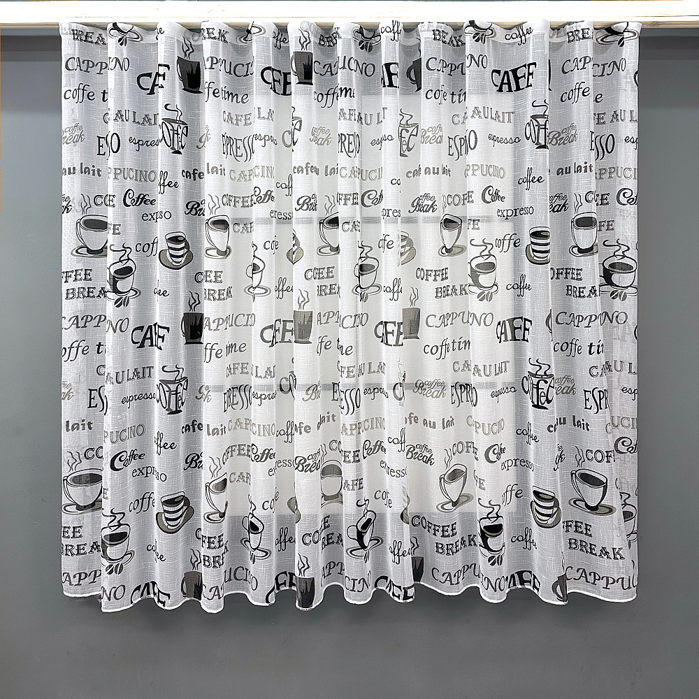 Кухонная тюль-арка VR-Textil № 1791т лен белый с черным 300х150 см (53-0071) Киев - изображение 2