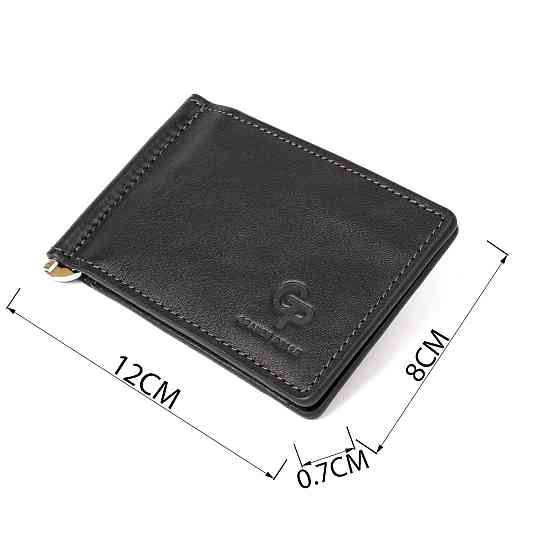 Чоловічий шкіряний затиск для грошей GRANDE PELLE 11475 Чорний Київ