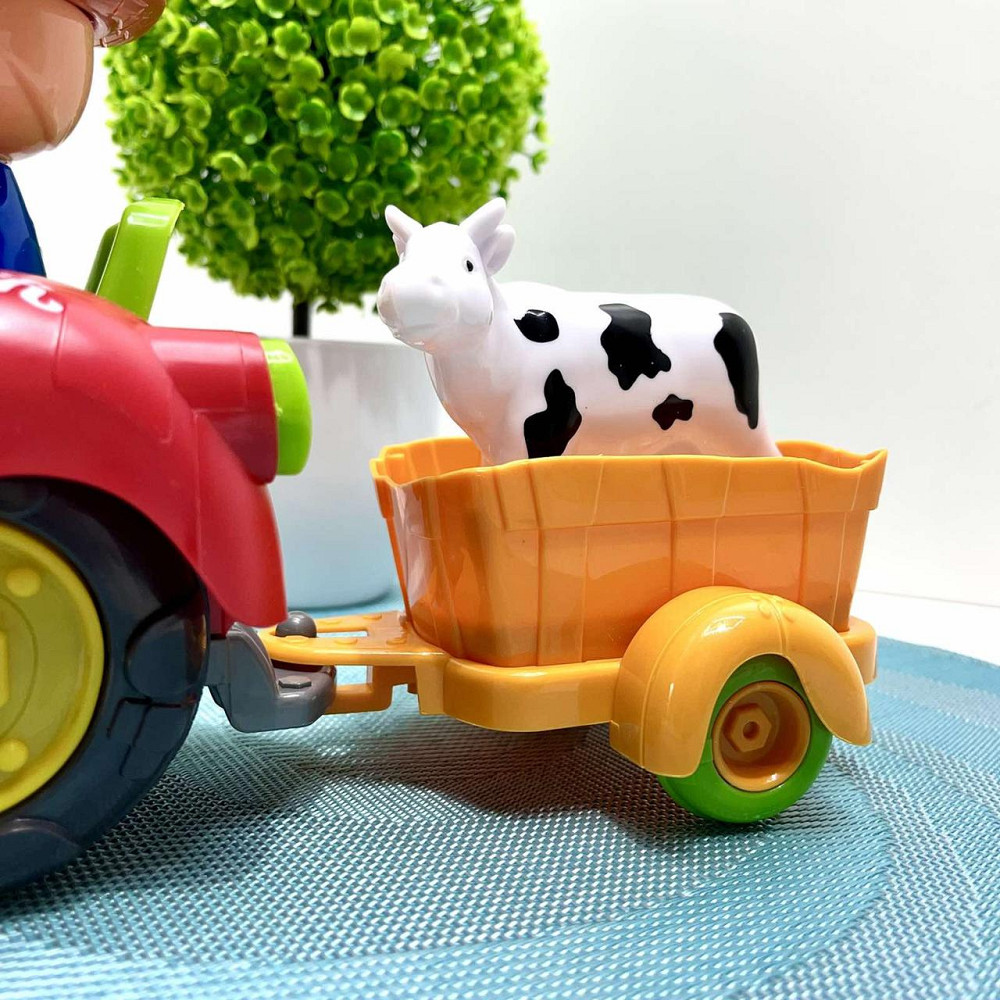 Трактор з причепом світло мелодія вільне колесо знімний причіп фігурка корови Червоний (HD 963) Чернігів - фото 5