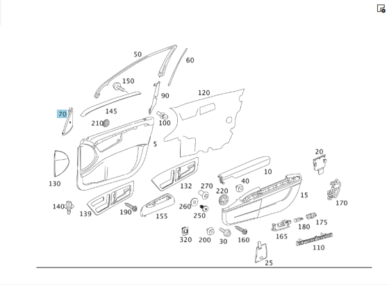 Mercedes-Benz  A2217280356 7J07 Накладка - трикутник ВЧ динаміка передніх лівих дверей сіра S-class short W221 S-class long V221 Одеса