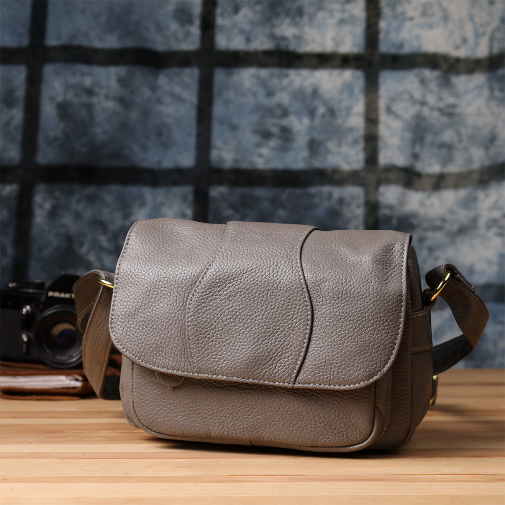 Сумка из натуральной кожи для стильных женщин Vintage 22974 Серый Киев - изображение 10