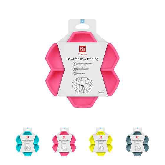 Миска для медленного питания WAUDOG Silicone, 450 мл, розовый Киев