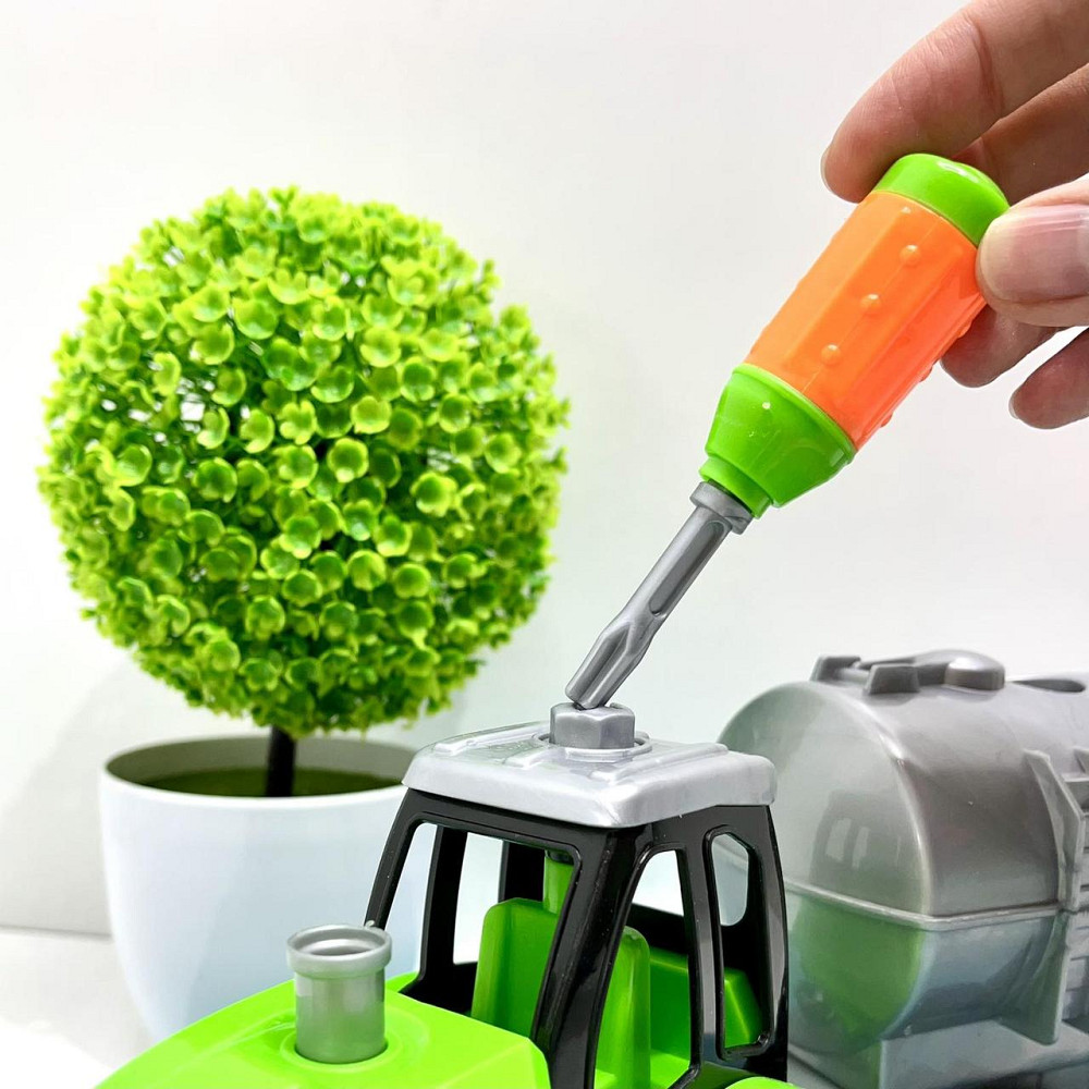 Трактор конструктор на шурупах із причепом 32 см Зелено-сірий (0488-801-2-3) Чернигов - изображение 5