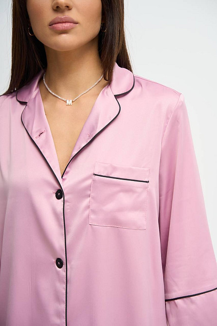 Женская ночная рубашка удлиненная шелковая Темно-розовый L Харьков - изображение 7