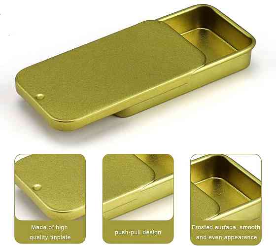 Металическая коробка DEANKEJI Small Metal Tin 60×33×11 мм серебро/золото/чёрный 9 шт с крышкой для хранения Киев