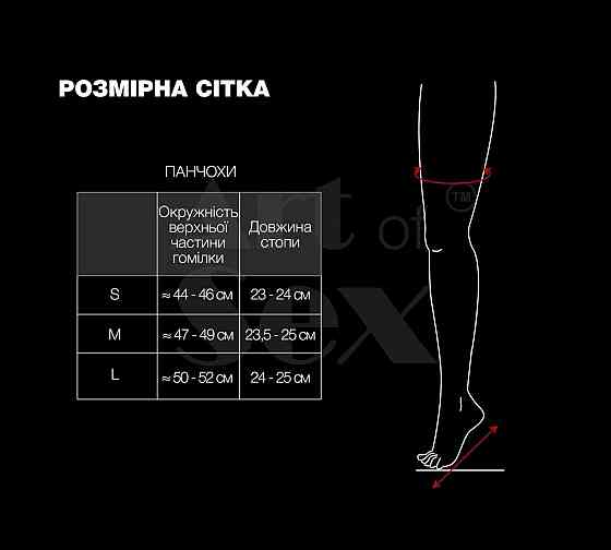 Панчохи в дрібну сітку з коронкою Art of Sex - Rose, колір чорний з ефектом мокрого оксамиту, S Sex Aura Київ