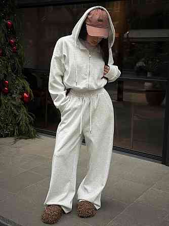 Женский стильный повседневный оверсайз костюм двойка трехнитка петля Меланж Одесса