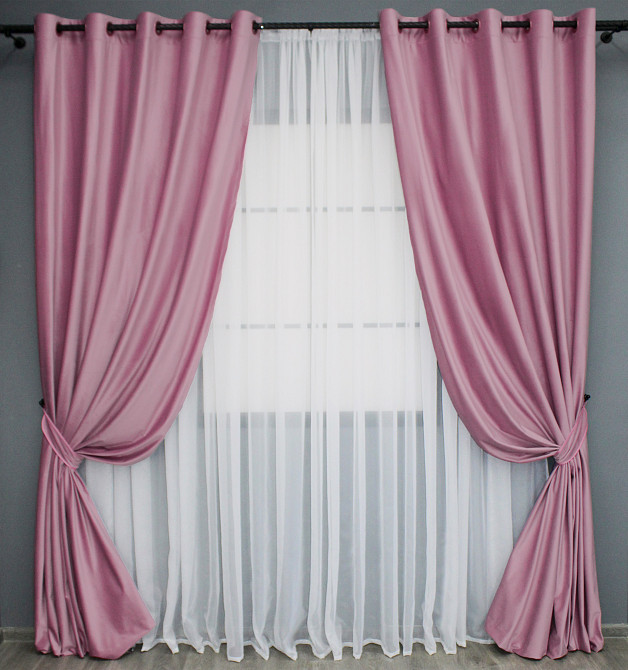 Комплект штор на люверсах VR-Textil Бархат № 1661ш Розовый 150х280 см 2 шт (37-0225) Киев - изображение 2