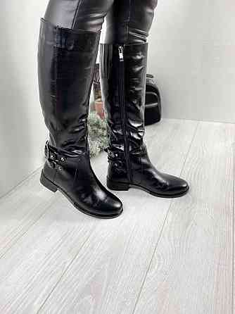 Injers Чоботи жіночі INJERS чорні натуральна шкіра зима висота 38см обхват 37-39см (764) Коломыя