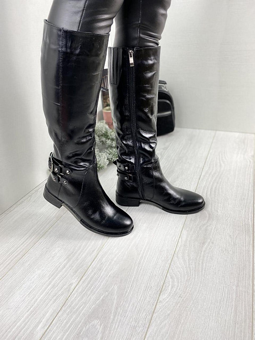 Injers Чоботи жіночі INJERS чорні натуральна шкіра зима висота 38см обхват 37-39см (764) Коломия - фото 5