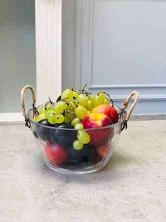 Фруктовниця цукерниця салатниця "Фудзивара" h-10 см d-18,5 см скляна Київ