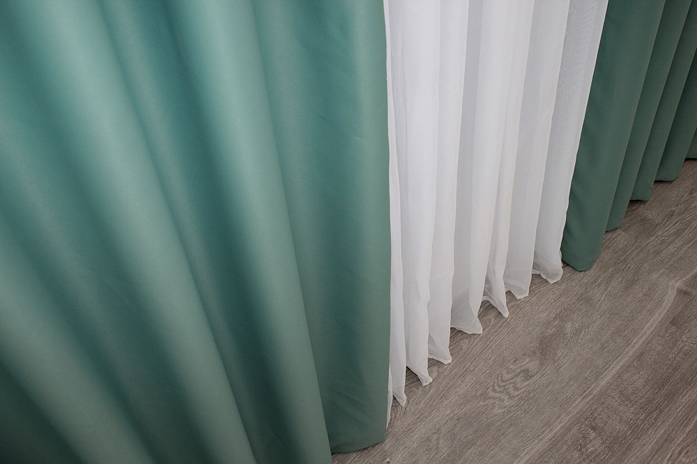 Комплект готовых штор VR-Textil Блэкаут Midnight № 1229ш Бирюзовый 150х290 см 2 шт (33-0057) Киев - изображение 7