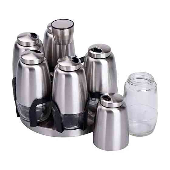 Набір баночок для спецій 6 шт 15х15х16 см карусель для зберігання спецій HP-1300 Київ