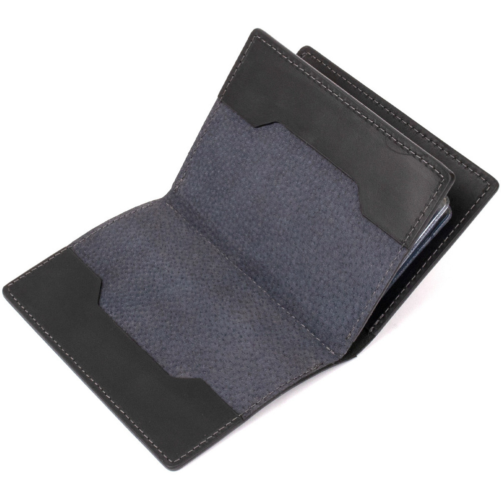 Кожаная обложка для документов Черный (GRANDE PELLE) Киев - изображение 9