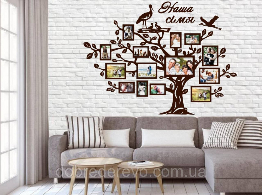 Сімейне дерево на 14 фотографій/малюнок/фотографічна модель/картонування/колаж/оцінка Вижниця - фото 3