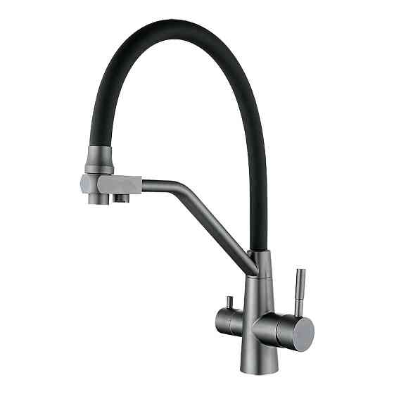 Змішувач для з підключенням до фільтру INX4A-08 GUNGREY  гнучкий вилив, графіт/чорний Київ