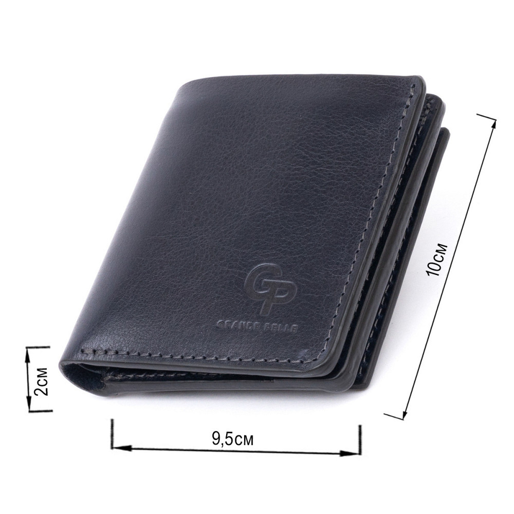 Вертикальне глянсове портмоне з накладною монетницьою GRANDE PELLE 11332 Синє Київ - фото 10