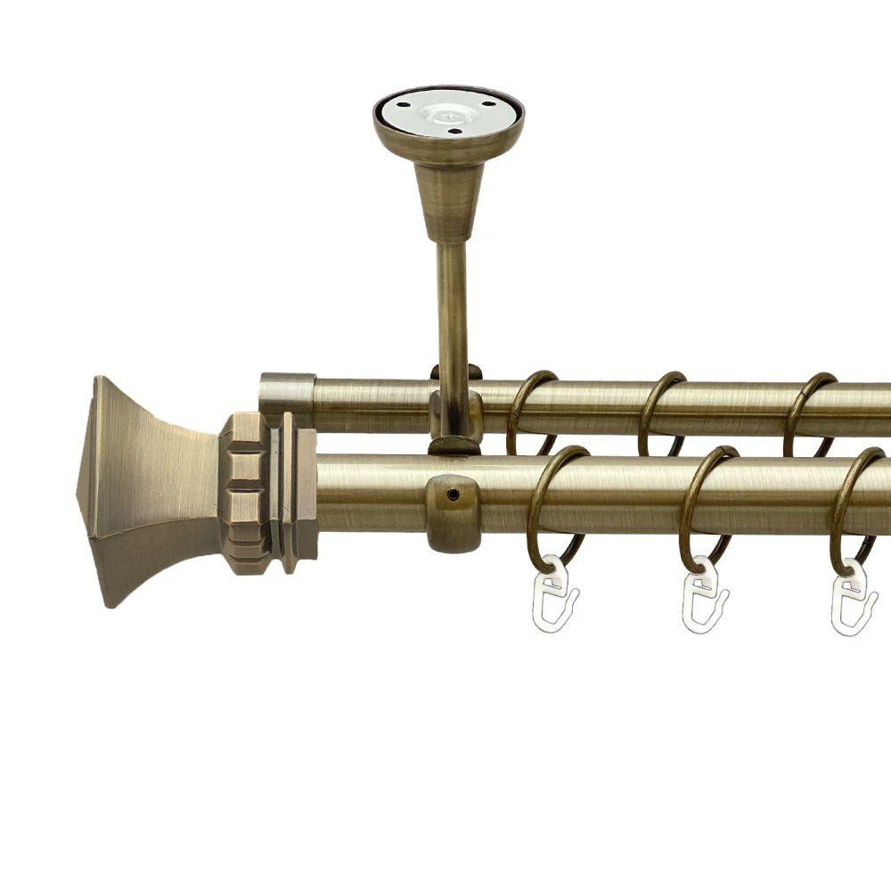 Карниз Orvit Емпорія металевий дворядний відкритий до стелі гладка труба кільце металеве Антик 25\19 мм 240 см (00-00018614) Львів - фото 1