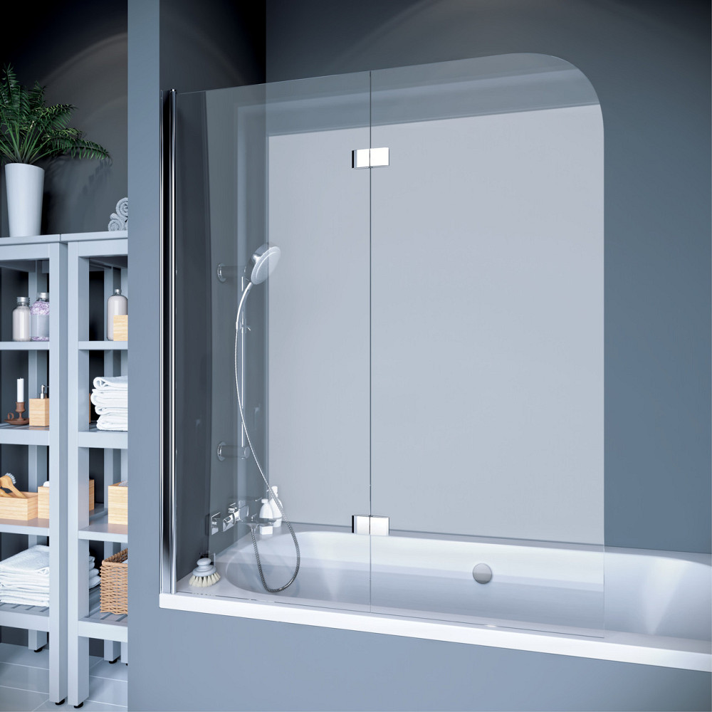 Шторка на ванну QP97(right) двухэлементная 1150x1400 chrome; clear Киев - изображение 2