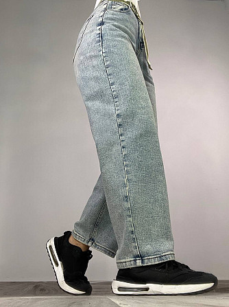 Джинси жіночі DNL 2670 skater mom jeans висока талія з ременем стрейчеві блакитні, блакитний, 26, 26 Одеса - фото 2
