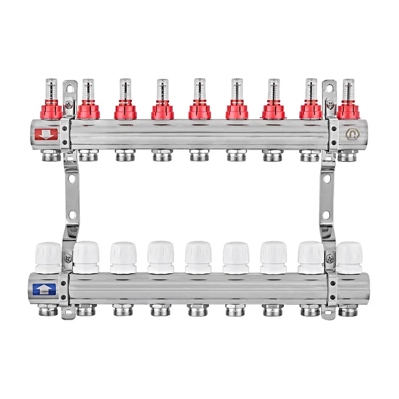 Колекторний блок з витратомірами EUROPRODUCT EP.B3110-09-1”x9 (корп. латунь) (EP6197) Київ - фото 1